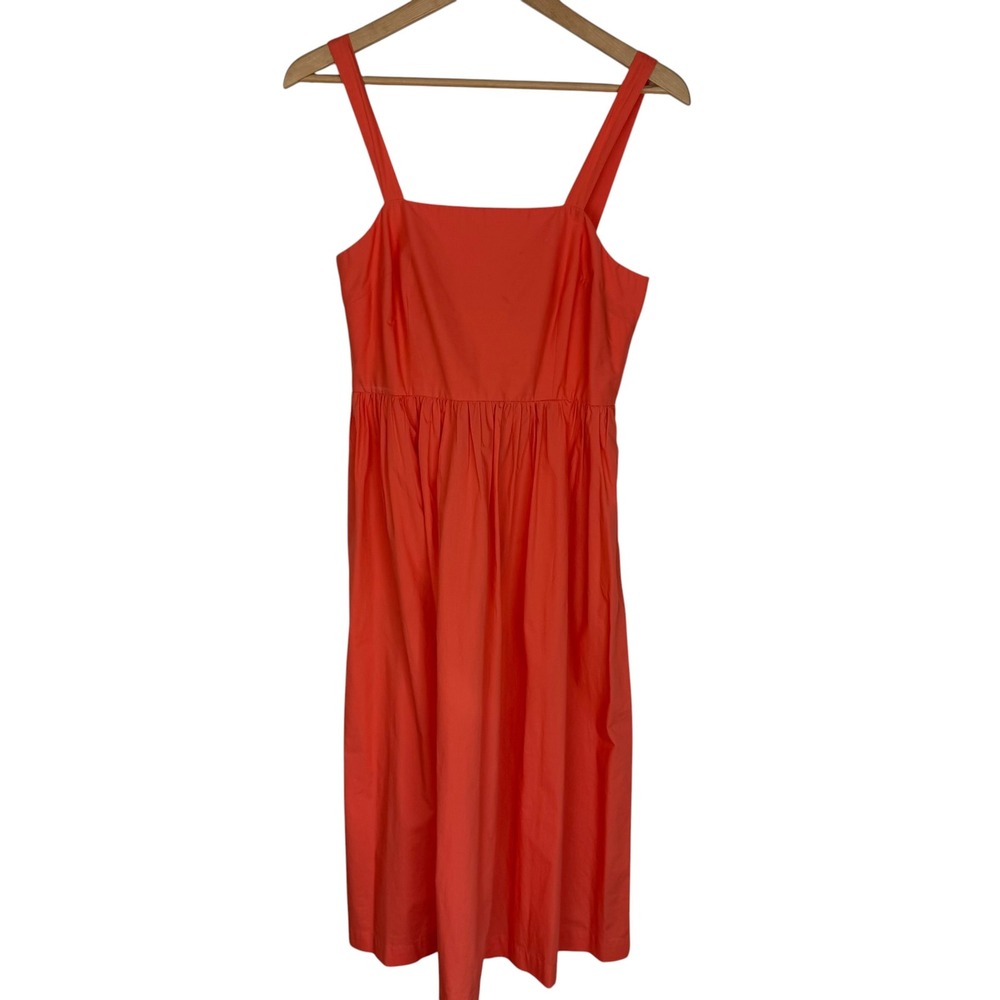 A New Day Womens Orange Cotton Smocked Back Midi Sundress Size Small